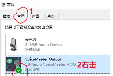 录制设备为voicemeeter output