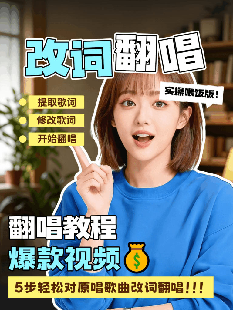 ai翻唱歌曲-改词不改曲-5步做出你的专属音乐-手机翻唱软件